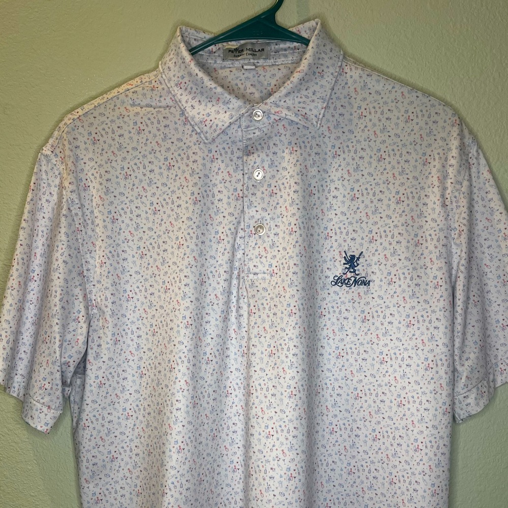 Peter Millar Southern Comfort polo with a Lake Nona Logo